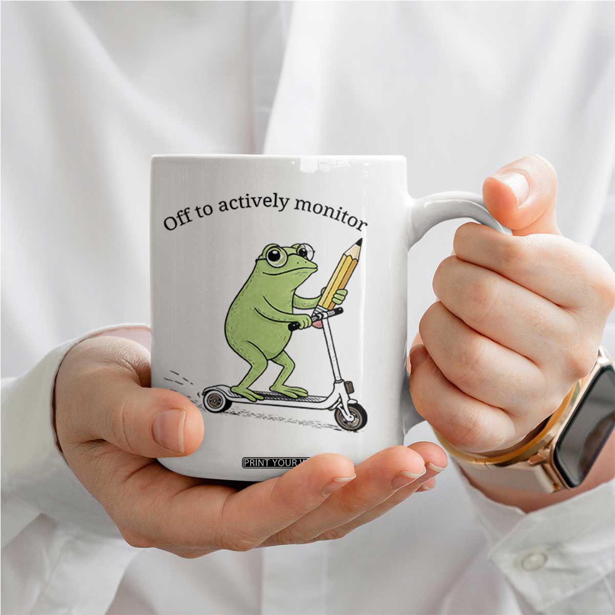 Funny Frog Teacher Testing Test Day Coffee Mug Off To Actively Monitor TS12 Print Your Wear