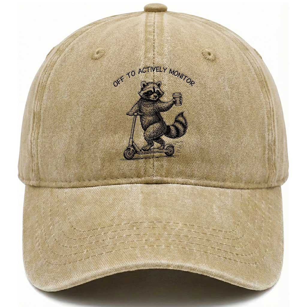 Funny Teacher Testing Day Washed Cotton Baseball Cap Silly Raccoon Proctor Off To Actively Monitor TS12 Print Your Wear