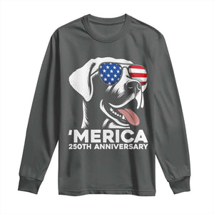 Merica Labrador Retriever Lover Long Sleeve Shirt 250th Anniversary Gift TS12 Dark Heather Print Your Wear