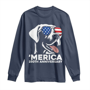 Merica Labrador Retriever Lover Long Sleeve Shirt 250th Anniversary Gift TS12 Navy Print Your Wear