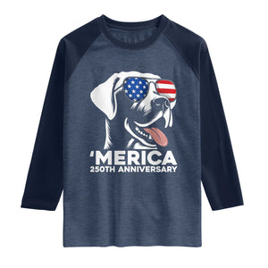 Merica Labrador Retriever Lover Raglan Shirt 250th Anniversary Gift TS12 Heather Denim Navy Print Your Wear