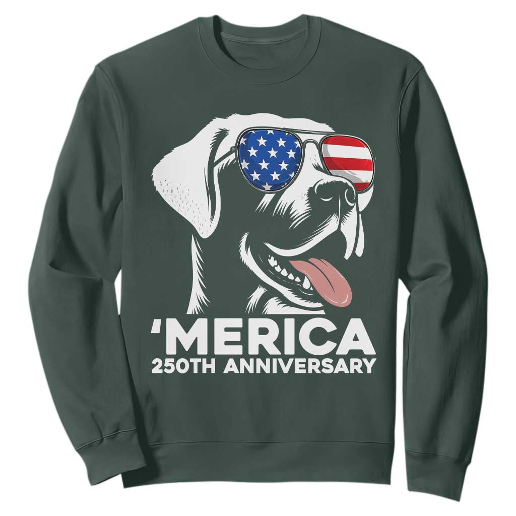 Merica Labrador Retriever Lover Sweatshirt 250th Anniversary Gift TS12 Dark Forest Green Print Your Wear