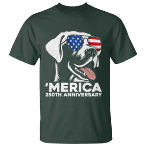 Merica Labrador Retriever Lover T Shirt 250th Anniversary Gift TS12 Dark Forest Green Print Your Wear