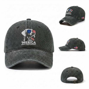 Merica Labrador Retriever Lover Washed Cotton Baseball Cap 250th Anniversary Gift TS12 Washed Cap Universal Fit Dark Green Print Your Wear