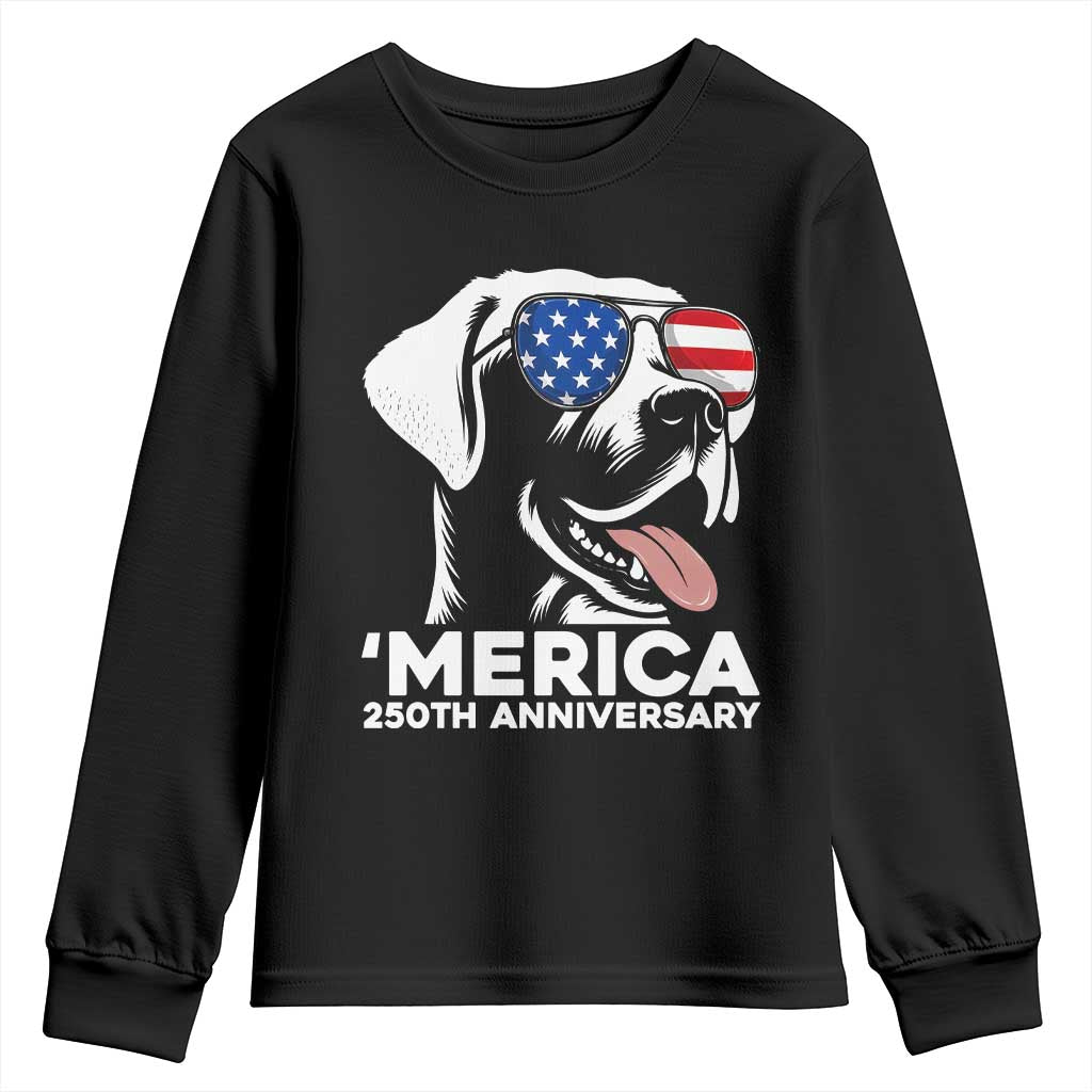 Merica Labrador Retriever Lover Youth Sweatshirt 250th Anniversary Gift TS12 Black Print Your Wear