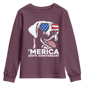 Merica Labrador Retriever Lover Youth Sweatshirt 250th Anniversary Gift TS12 Maroon Print Your Wear