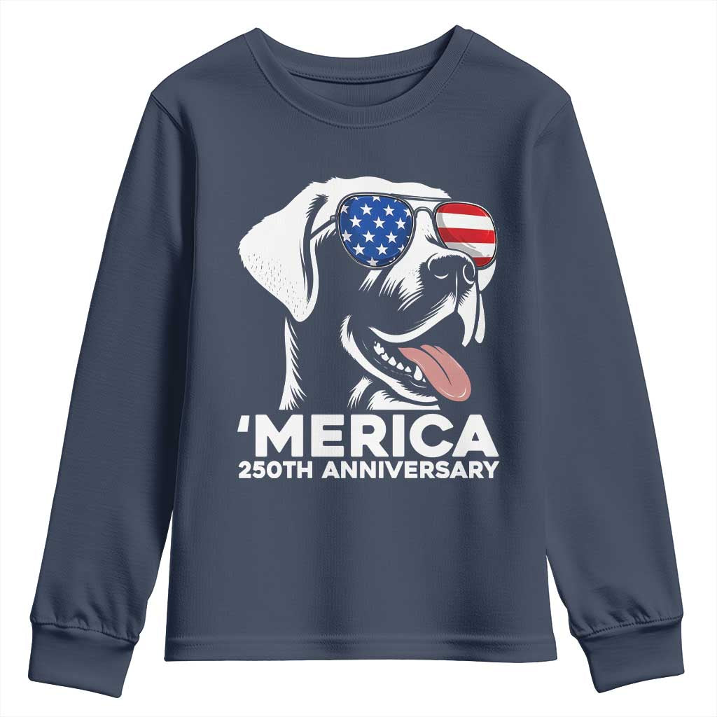 Merica Labrador Retriever Lover Youth Sweatshirt 250th Anniversary Gift TS12 Navy Print Your Wear