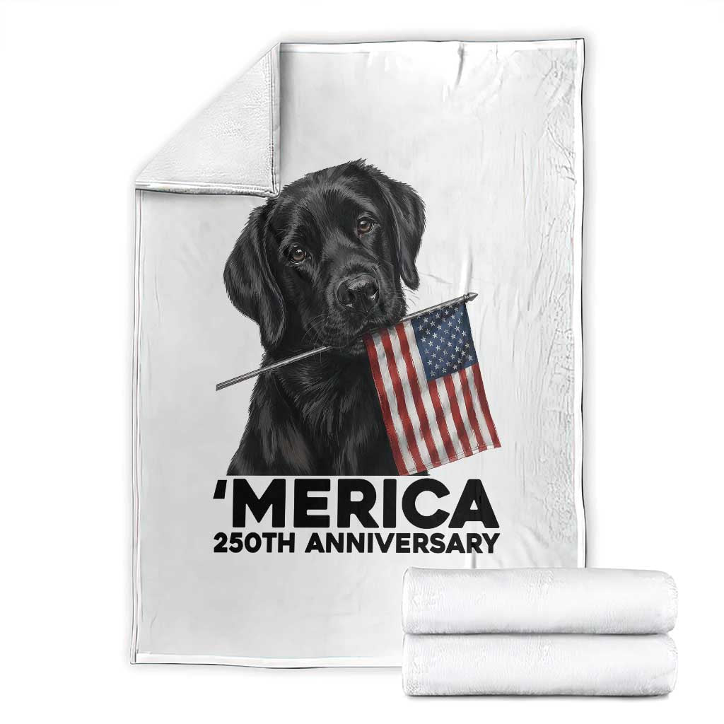 Patriotic Labrador Retriever Throw Blanket USA 250th Anniversary Gift TS12 White Print Your Wear