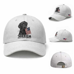 Patriotic Labrador Retriever Baseball Cap USA 250th Anniversary Gift TS12 Baseball Cap Universal Fit White Print Your Wear