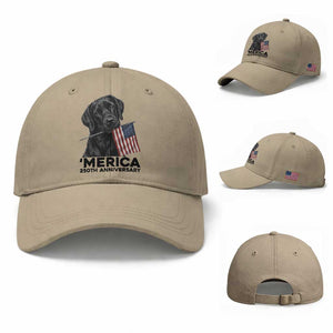Patriotic Labrador Retriever Baseball Cap USA 250th Anniversary Gift TS12 Baseball Cap Universal Fit Khaki Print Your Wear