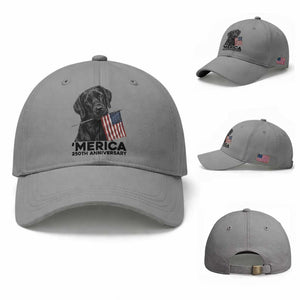 Patriotic Labrador Retriever Baseball Cap USA 250th Anniversary Gift TS12 Baseball Cap Universal Fit Sport Gray Print Your Wear