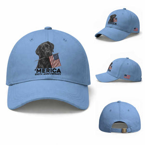 Patriotic Labrador Retriever Baseball Cap USA 250th Anniversary Gift TS12 Baseball Cap Universal Fit Light Blue Print Your Wear