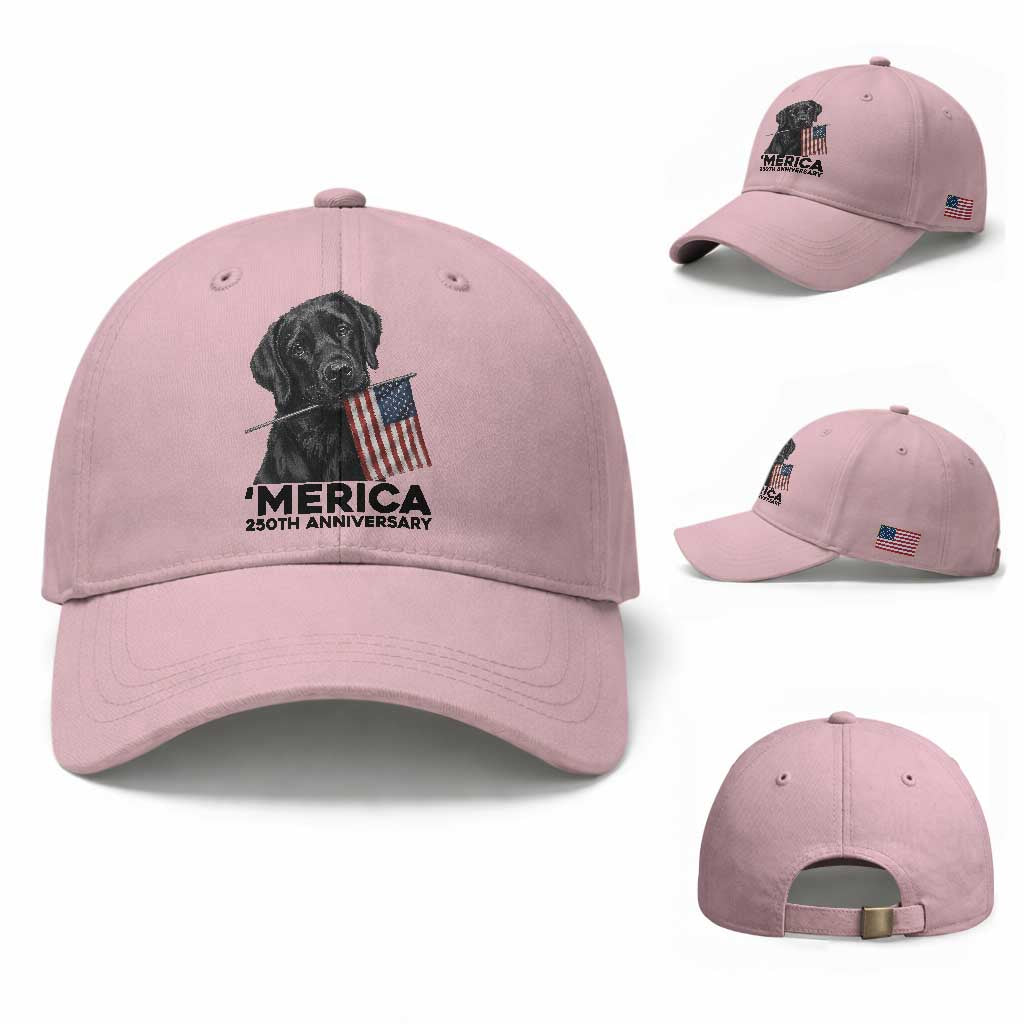 Patriotic Labrador Retriever Baseball Cap USA 250th Anniversary Gift TS12 Baseball Cap Universal Fit Light Pink Print Your Wear