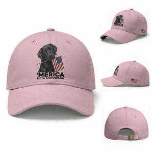 Patriotic Labrador Retriever Baseball Cap USA 250th Anniversary Gift TS12 Baseball Cap Universal Fit Light Pink Print Your Wear