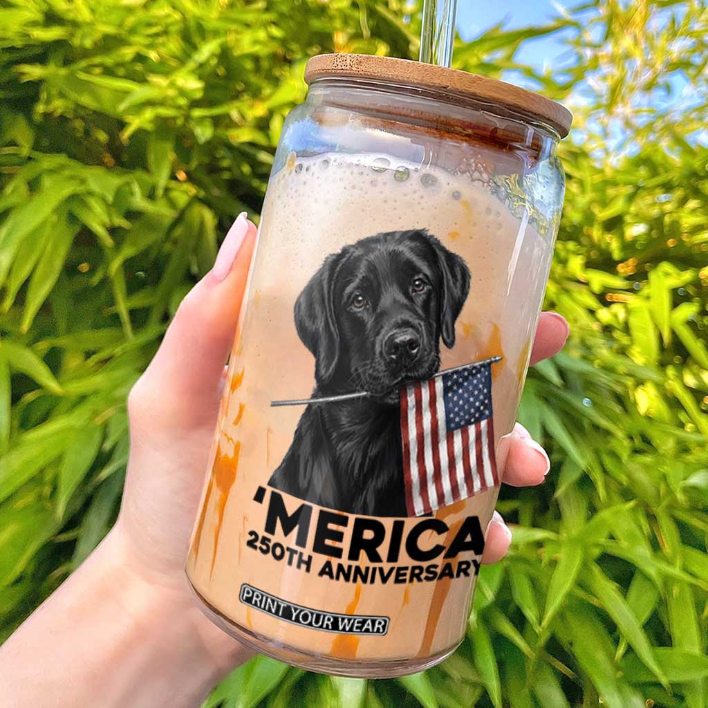 Patriotic Labrador Retriever Glass Can USA 250th Anniversary Gift TS12 White Print Your Wear