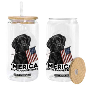 Patriotic Labrador Retriever Glass Can USA 250th Anniversary Gift TS12 Print Your Wear