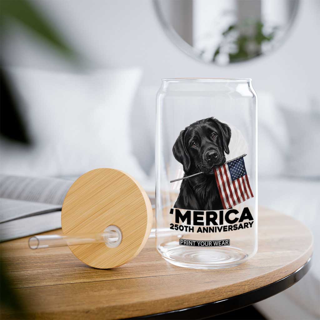 Patriotic Labrador Retriever Glass Can USA 250th Anniversary Gift TS12 Print Your Wear