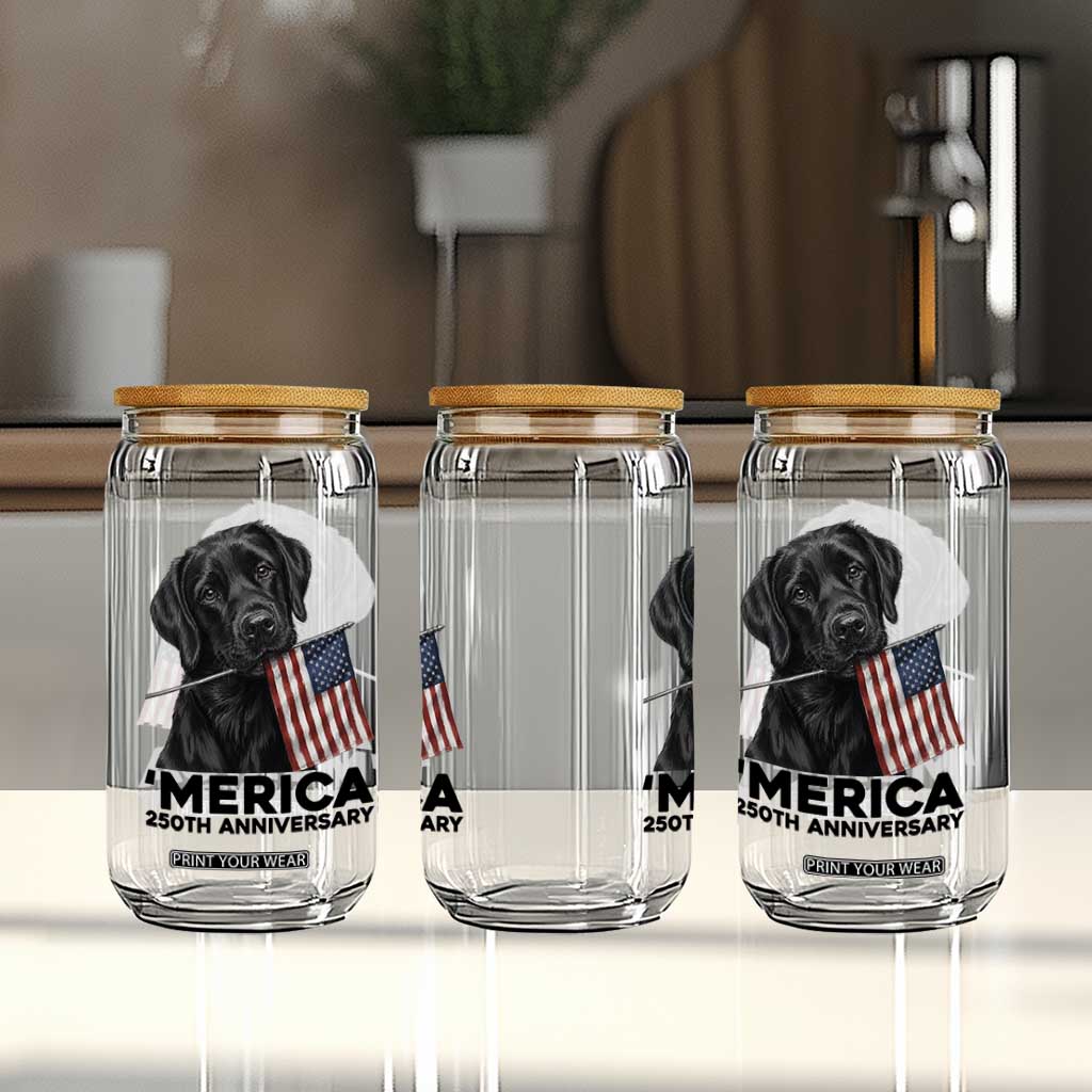 Patriotic Labrador Retriever Glass Can USA 250th Anniversary Gift TS12 Print Your Wear