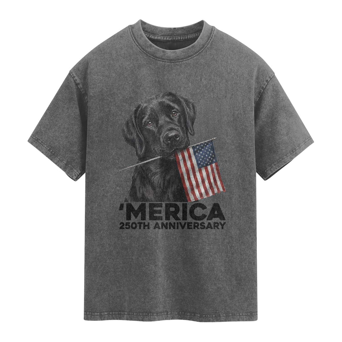 Patriotic Labrador Retriever Washed Cotton T-Shirt America 250th Anniversary Gift