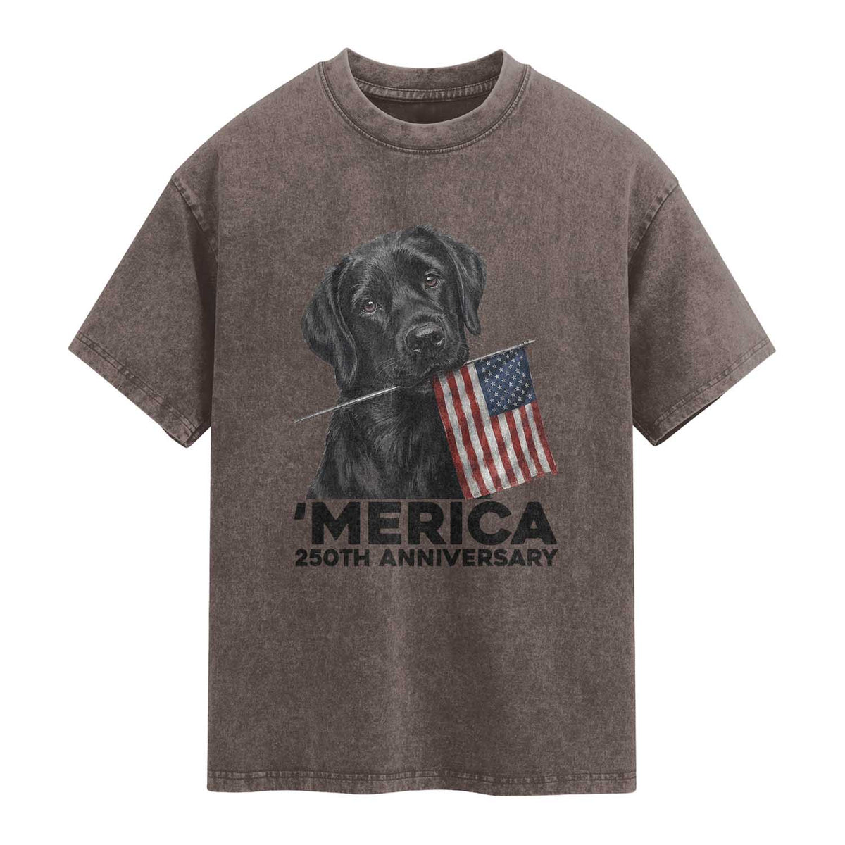 Patriotic Labrador Retriever Washed Cotton T-Shirt America 250th Anniversary Gift