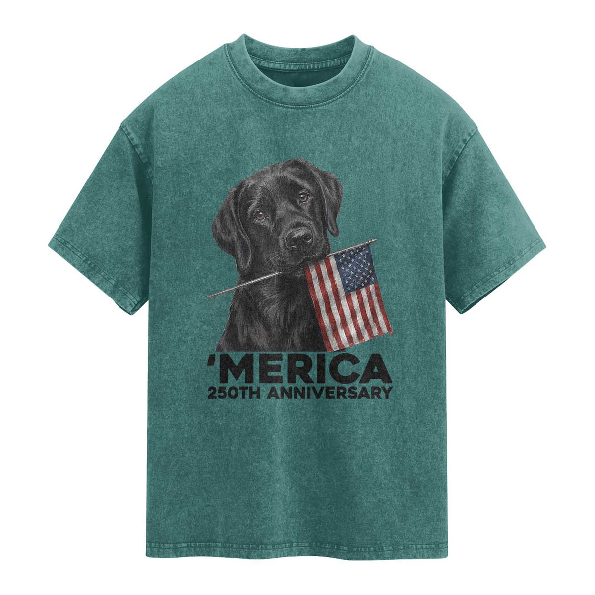 Patriotic Labrador Retriever Washed Cotton T-Shirt America 250th Anniversary Gift