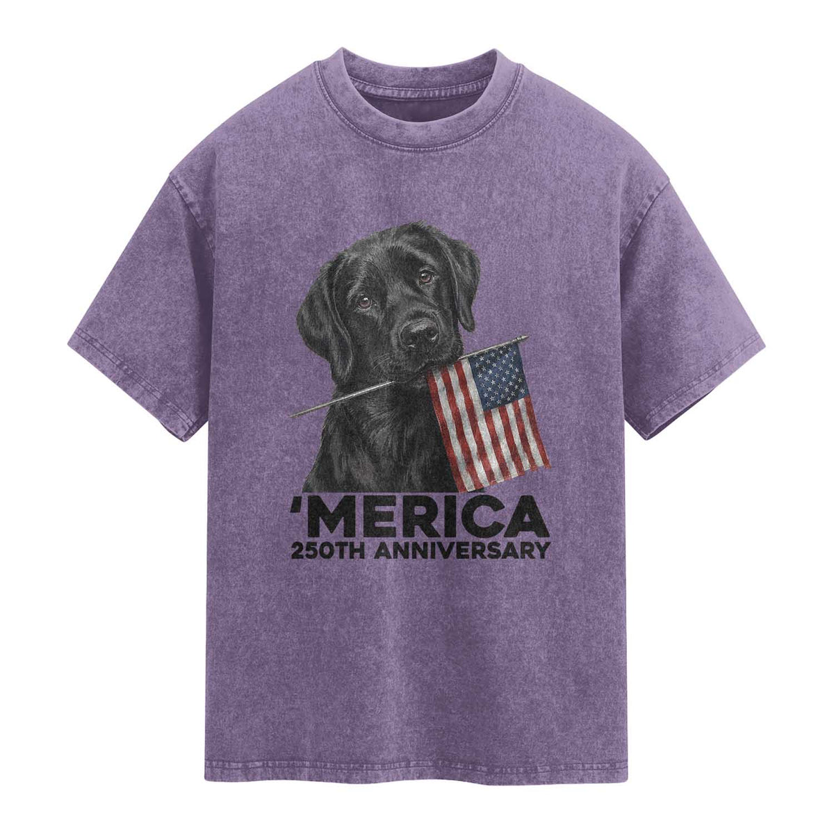 Patriotic Labrador Retriever Washed Cotton T-Shirt America 250th Anniversary Gift