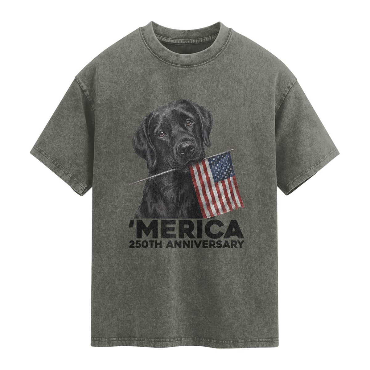 Patriotic Labrador Retriever Washed Cotton T-Shirt America 250th Anniversary Gift