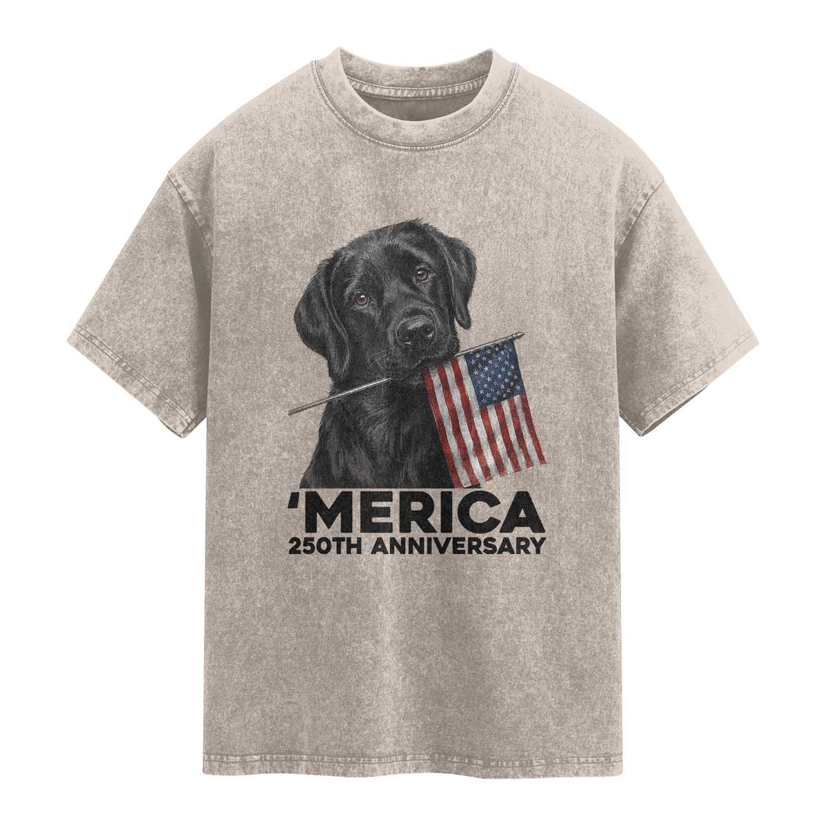 Patriotic Labrador Retriever Washed Cotton T-Shirt America 250th Anniversary Gift