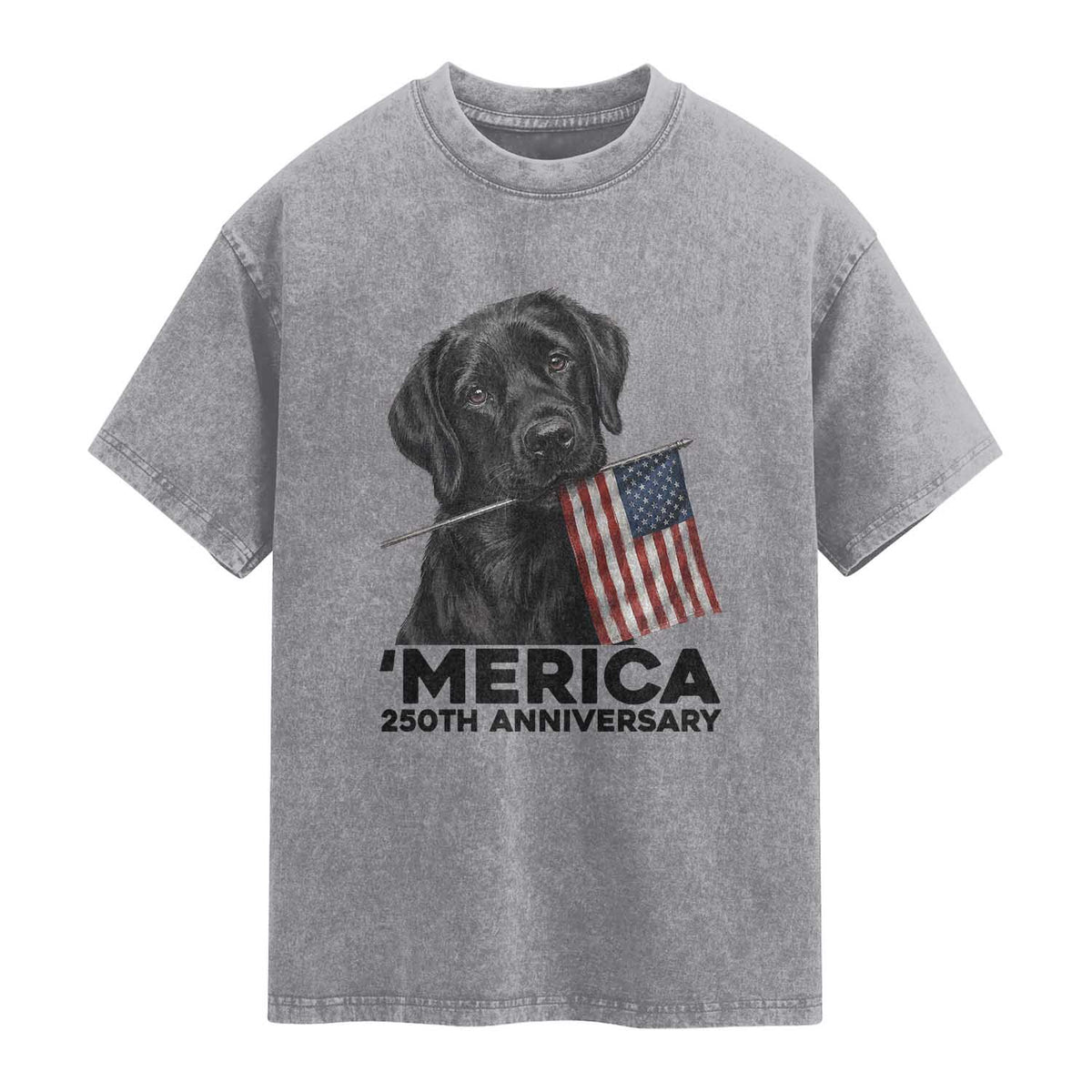 Patriotic Labrador Retriever Washed Cotton T-Shirt America 250th Anniversary Gift