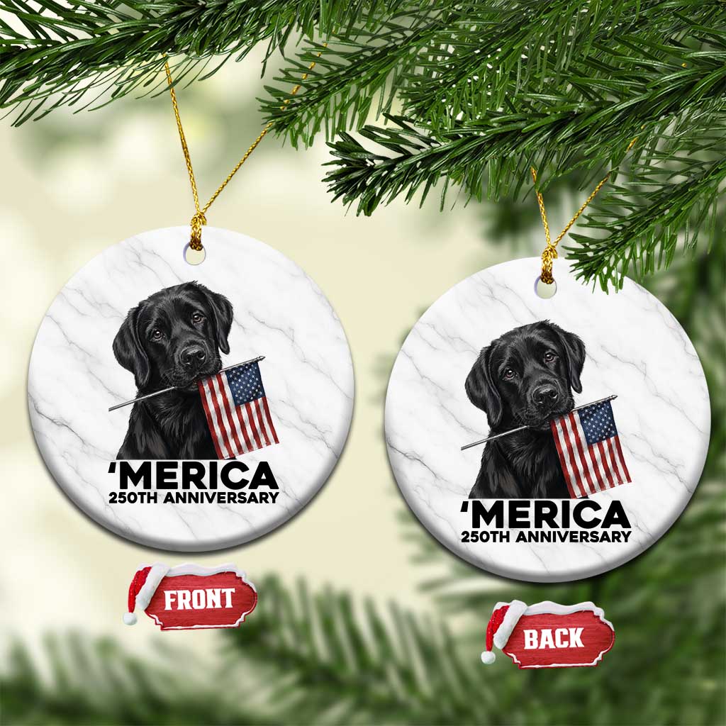 Patriotic Labrador Retriever Ceramic Ornament USA 250th Anniversary Gift TS12 1pc White Marble Print Your Wear