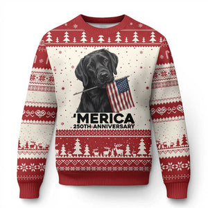 Patriotic Labrador Retriever Ugly Christmas Sweater USA 250th Anniversary Gift TS12 Beige Red Print Your Wear