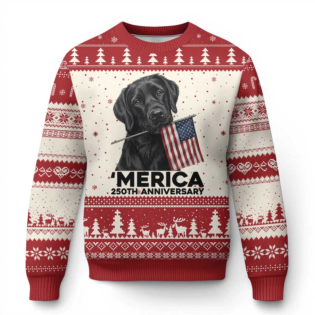 Patriotic Labrador Retriever Ugly Christmas Sweater USA 250th Anniversary Gift TS12 Beige Red Print Your Wear
