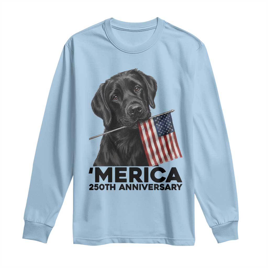 Patriotic Labrador Retriever Long Sleeve Shirt USA 250th Anniversary Gift TS12 Light Blue Print Your Wear