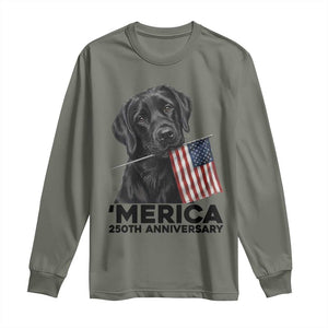 Patriotic Labrador Retriever Long Sleeve Shirt USA 250th Anniversary Gift TS12 Military Green Print Your Wear