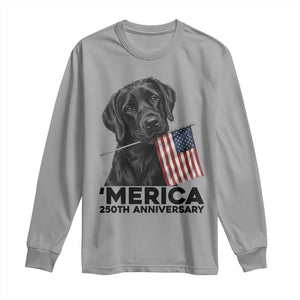 Patriotic Labrador Retriever Long Sleeve Shirt USA 250th Anniversary Gift TS12 Sport Gray Print Your Wear