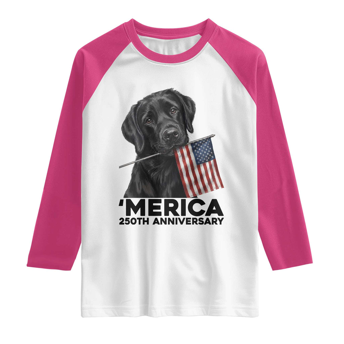 Patriotic Labrador Retriever Raglan Shirt USA 250th Anniversary Gift TS12 White Heliconia Print Your Wear