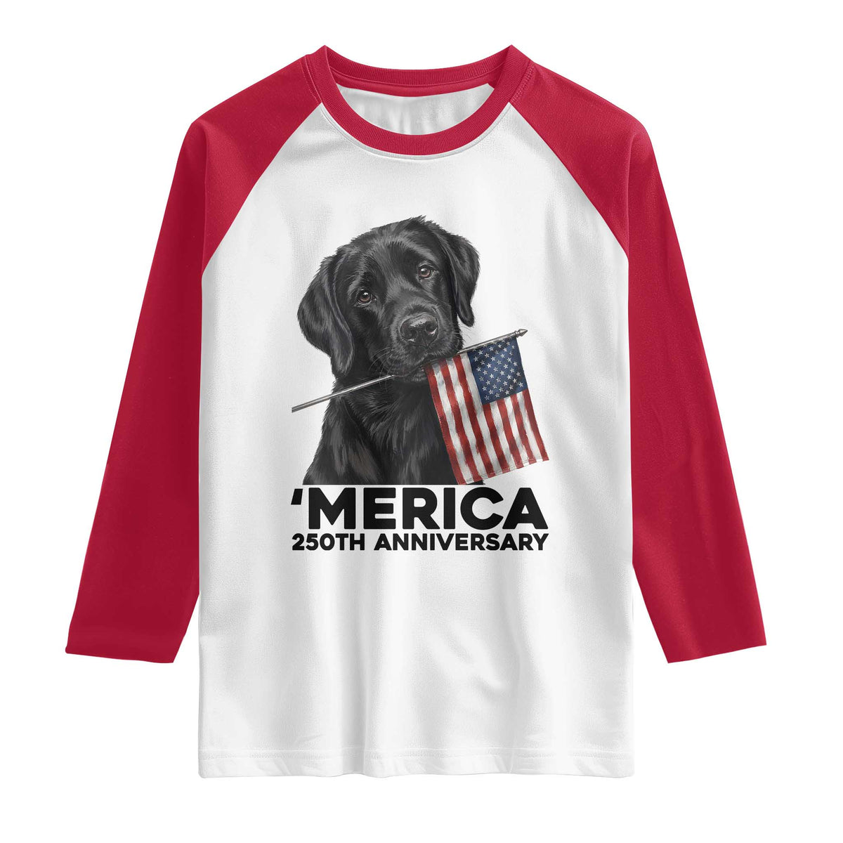 Patriotic Labrador Retriever Raglan Shirt USA 250th Anniversary Gift TS12 White Red Print Your Wear