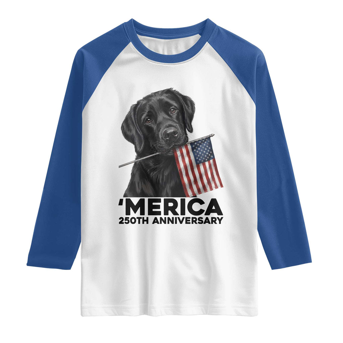 Patriotic Labrador Retriever Raglan Shirt USA 250th Anniversary Gift TS12 White Royal Print Your Wear