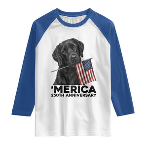 Patriotic Labrador Retriever Raglan Shirt USA 250th Anniversary Gift TS12 White Royal Print Your Wear