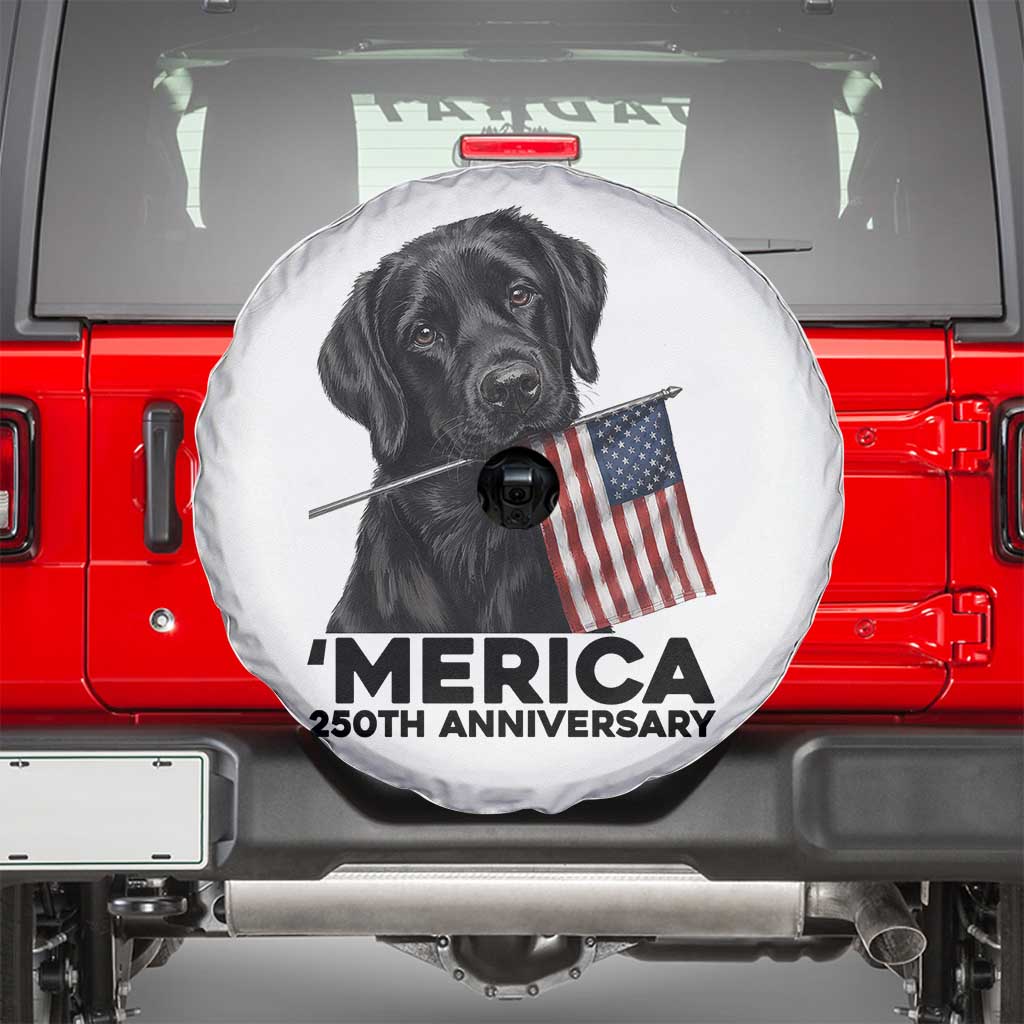 Patriotic Labrador Retriever Spare Tire Cover USA 250th Anniversary Gift TS12 White Print Your Wear
