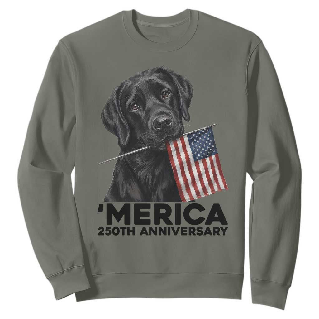Patriotic Labrador Retriever Sweatshirt USA 250th Anniversary Gift TS12 Military Green Print Your Wear