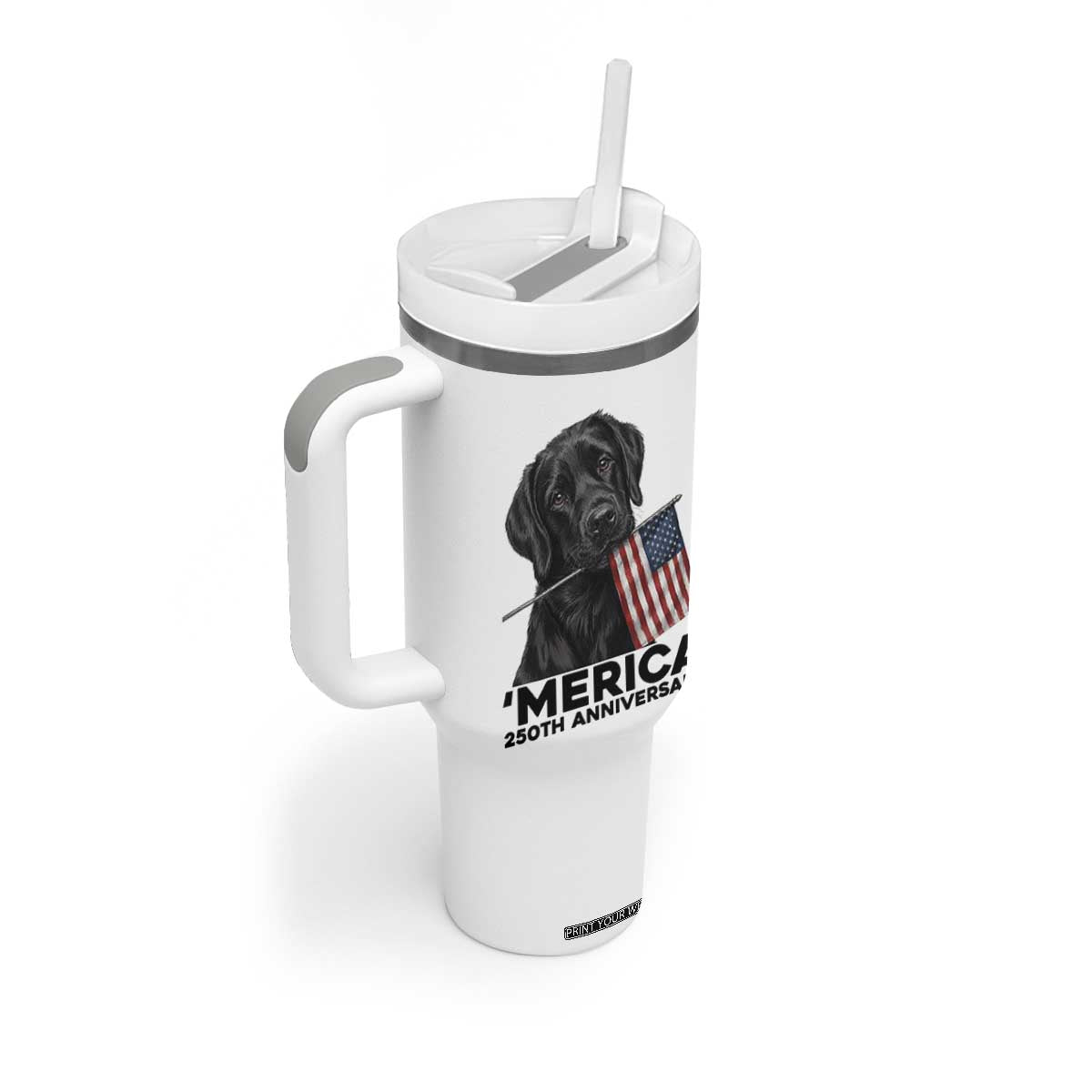 Patriotic Labrador Retriever Tumbler With Handle USA 250th Anniversary Gift TS12 Print Your Wear