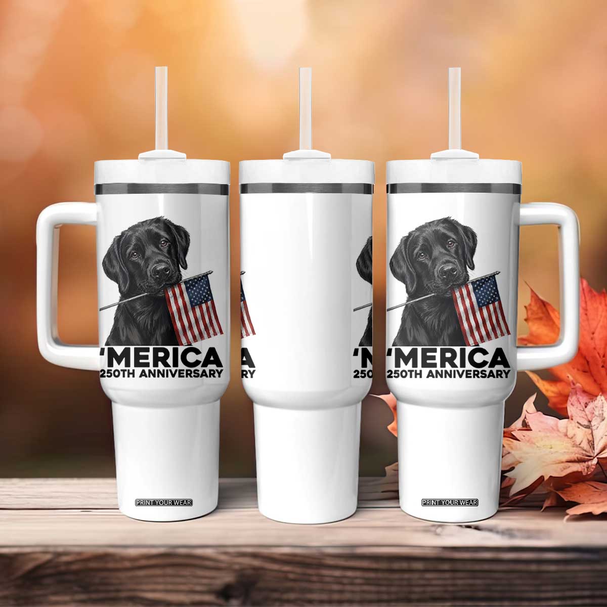 Patriotic Labrador Retriever Tumbler With Handle USA 250th Anniversary Gift TS12 Print Your Wear