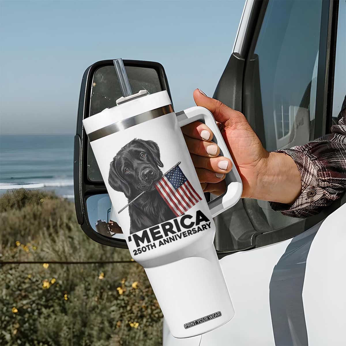 Patriotic Labrador Retriever Tumbler With Handle USA 250th Anniversary Gift TS12 Print Your Wear