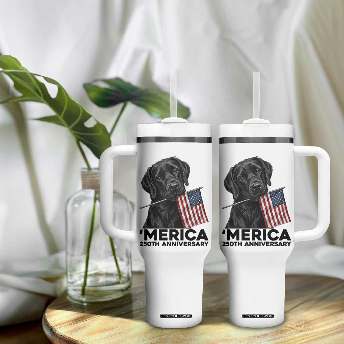 Patriotic Labrador Retriever Tumbler With Handle USA 250th Anniversary Gift TS12 Print Your Wear