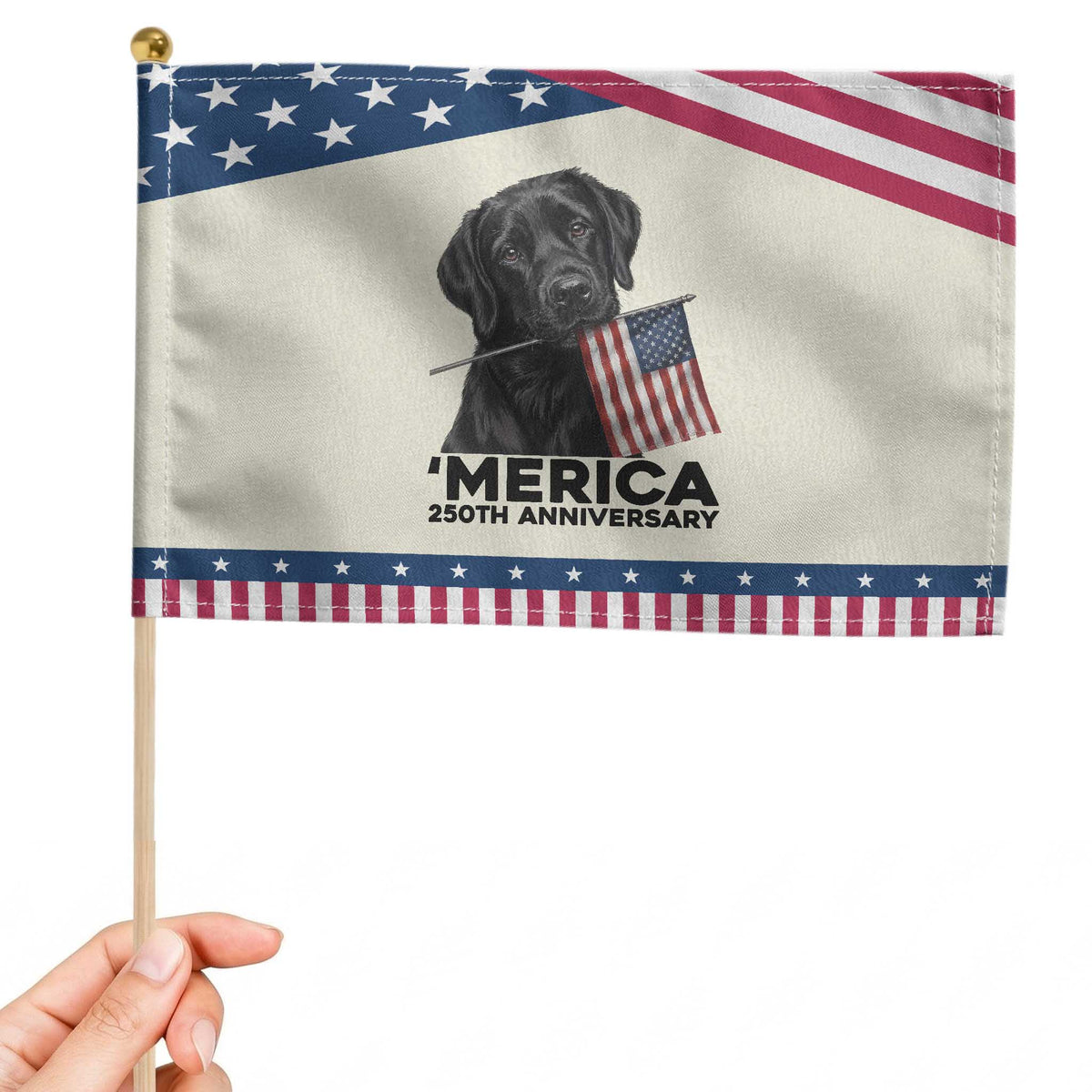 Labrador Retriever Lover Patriotic Handheld Flag USA 250th Anniversary Gift TS12 Modern 8.2