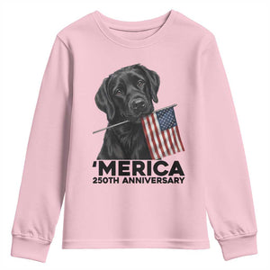 Patriotic Labrador Retriever Youth Sweatshirt USA 250th Anniversary Gift TS12 Light Pink Print Your Wear