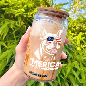 Merica French Bulldog Lover Glass Can 250th Anniversary Gift TS12 Black Print Your Wear