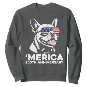 Merica French Bulldog Lover Sweatshirt 250th Anniversary Gift TS12 Dark Heather Print Your Wear