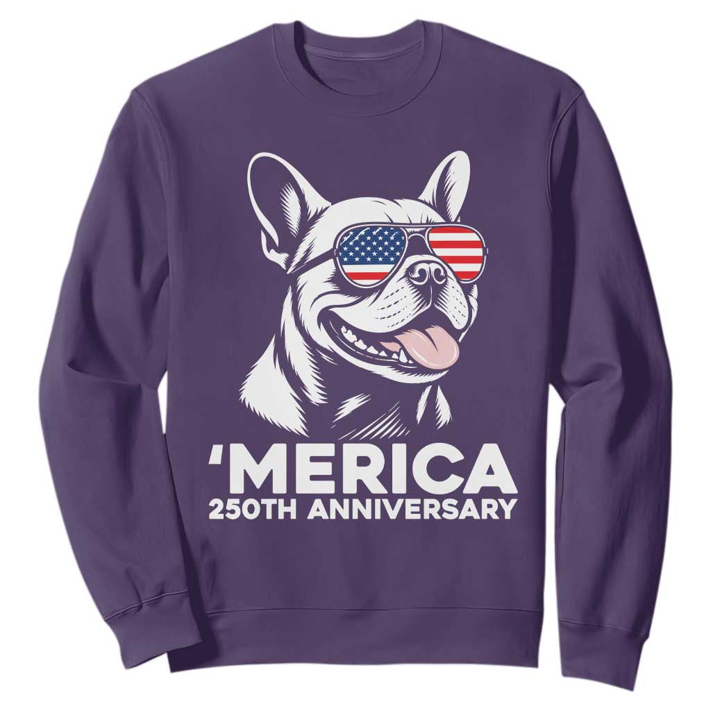 Merica French Bulldog Lover Sweatshirt 250th Anniversary Gift TS12 Purple Print Your Wear